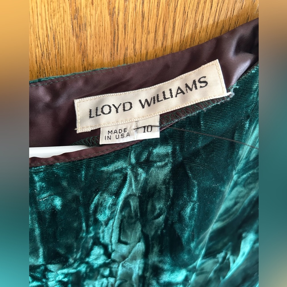 LLOYD WILLIAMS Elegant Green Velvet Dress Vintage 1980s - Picture 3 of 4